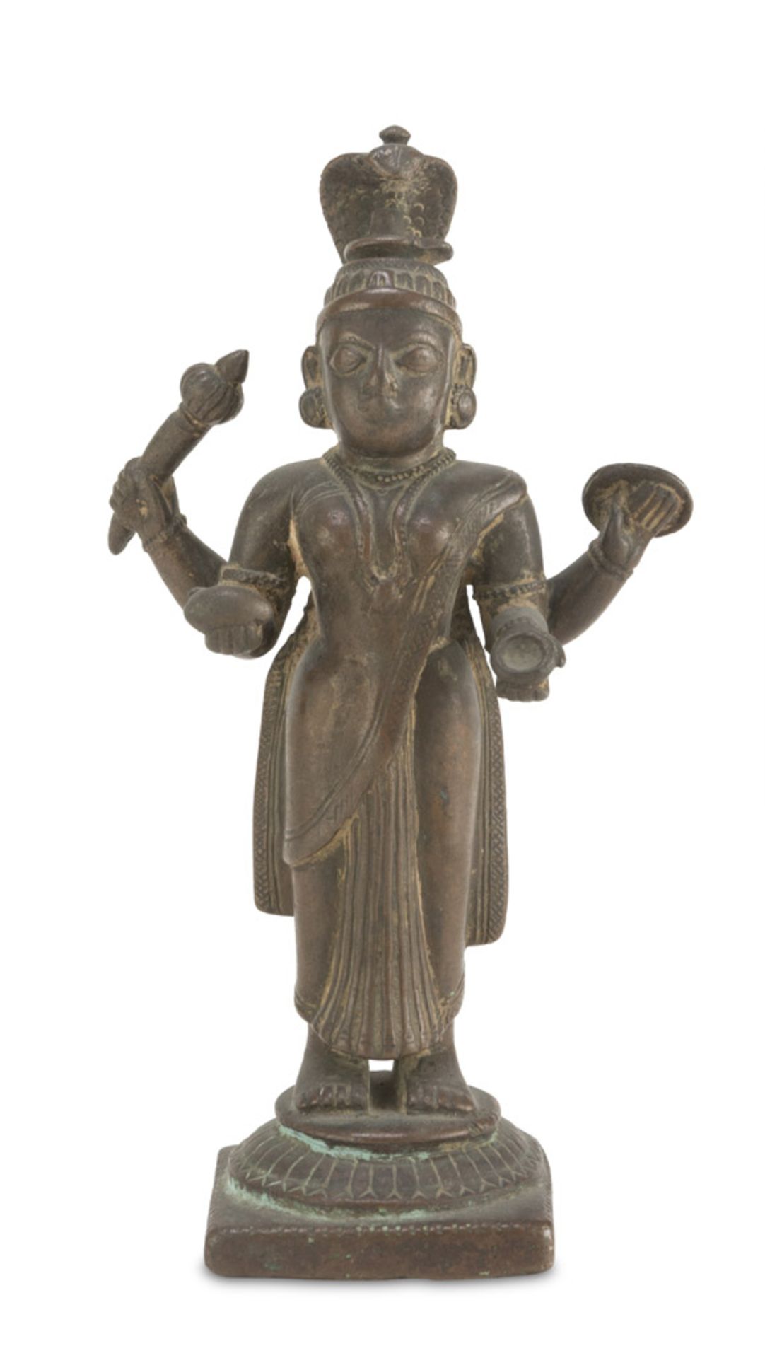 BRONZE SCULPTURE, INDIA 20TH CENTURY of Masana in the classical iconographic representation.