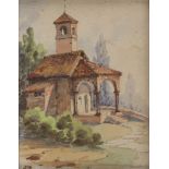 ITALIAN PAINTER, LATE 19TH CENTURY CHURCH Watercolour on paper, cm. 13 x 10 Initialed bottom left