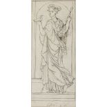 PAINTER 19TH CENTURY CHASTITY Ink on paper cm.26 x 11 Titled at the bottom Framed Illustration of
