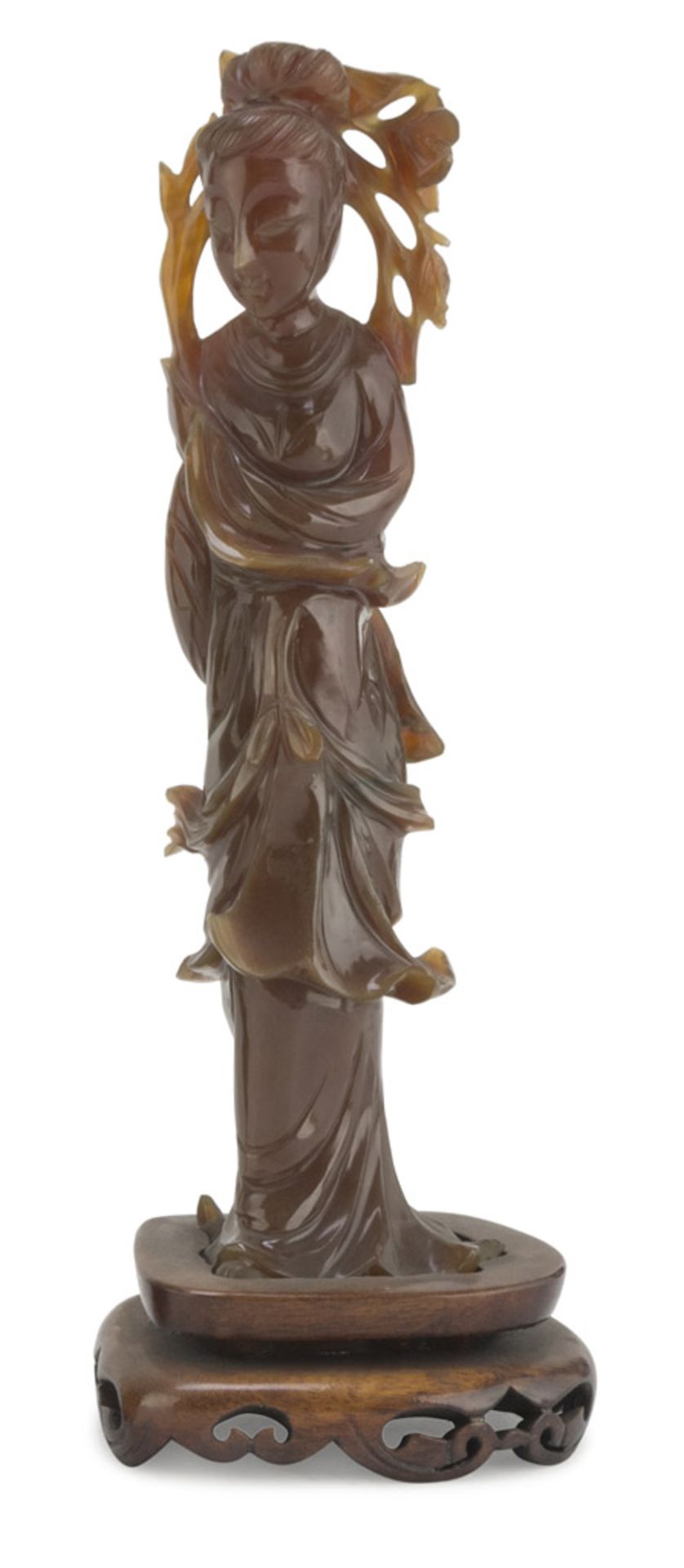 A CHALCEDONY SCULPTURE, CHINA 20TH CENTURY of Yang Guifei in the classical iconographic