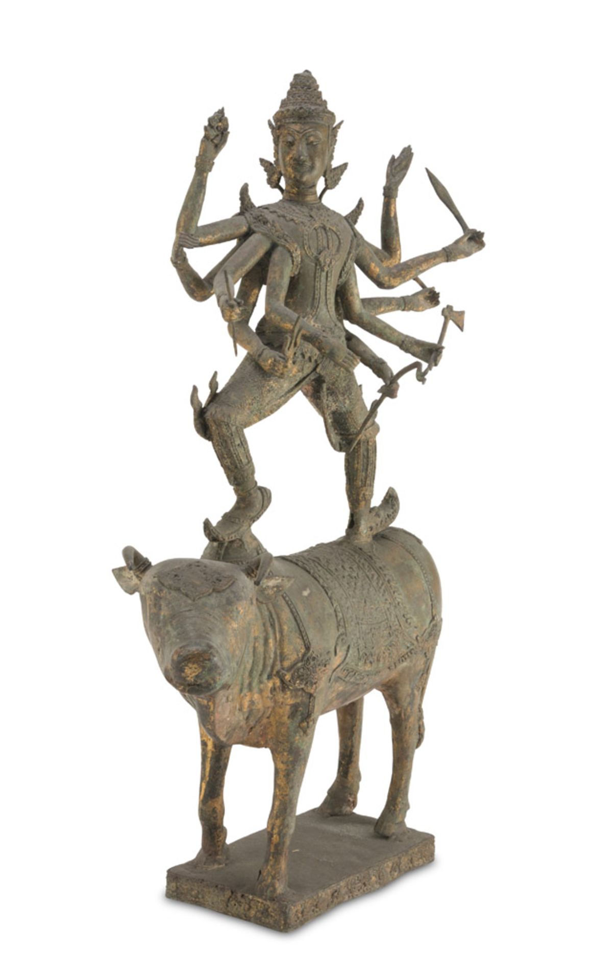 BIG BRONZE SCULPTURE, THAILAND EARLY 19TH CENTURY representing Shiva supported by the bull nandi. - Image 2 of 2