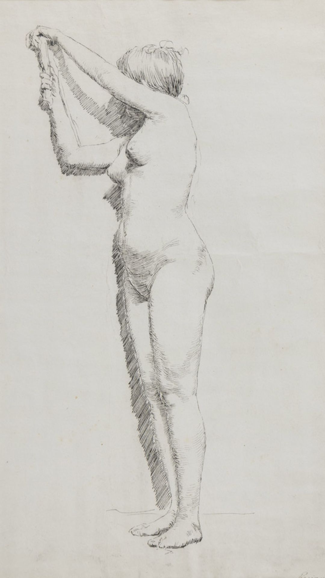 ANTONIO PICCINNI (Trani 1846 - Rome 1920) STUDY OF NUDE STUDY OF NUDE Two ink drawings on paper, cm. - Image 2 of 2