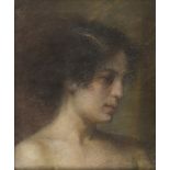 ANGELA EUSEBIO SARRI (Turin 1874 - 1912?) WOMAN'S FACE Pastels on paper, cm. 38 x 32 Signed to the