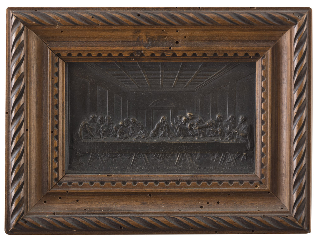 SMALL BAS-RELIEF IN METAL, EARLY 20TH CENTURY representing the Last Supper. Subtitled. Measures