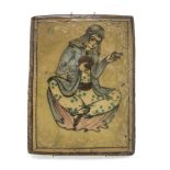 A POLYCHROME ENAMELLED CERAMIC TILE, PERSIA LATE 19TH, EARLY 20TH CENTURY decorated with a female