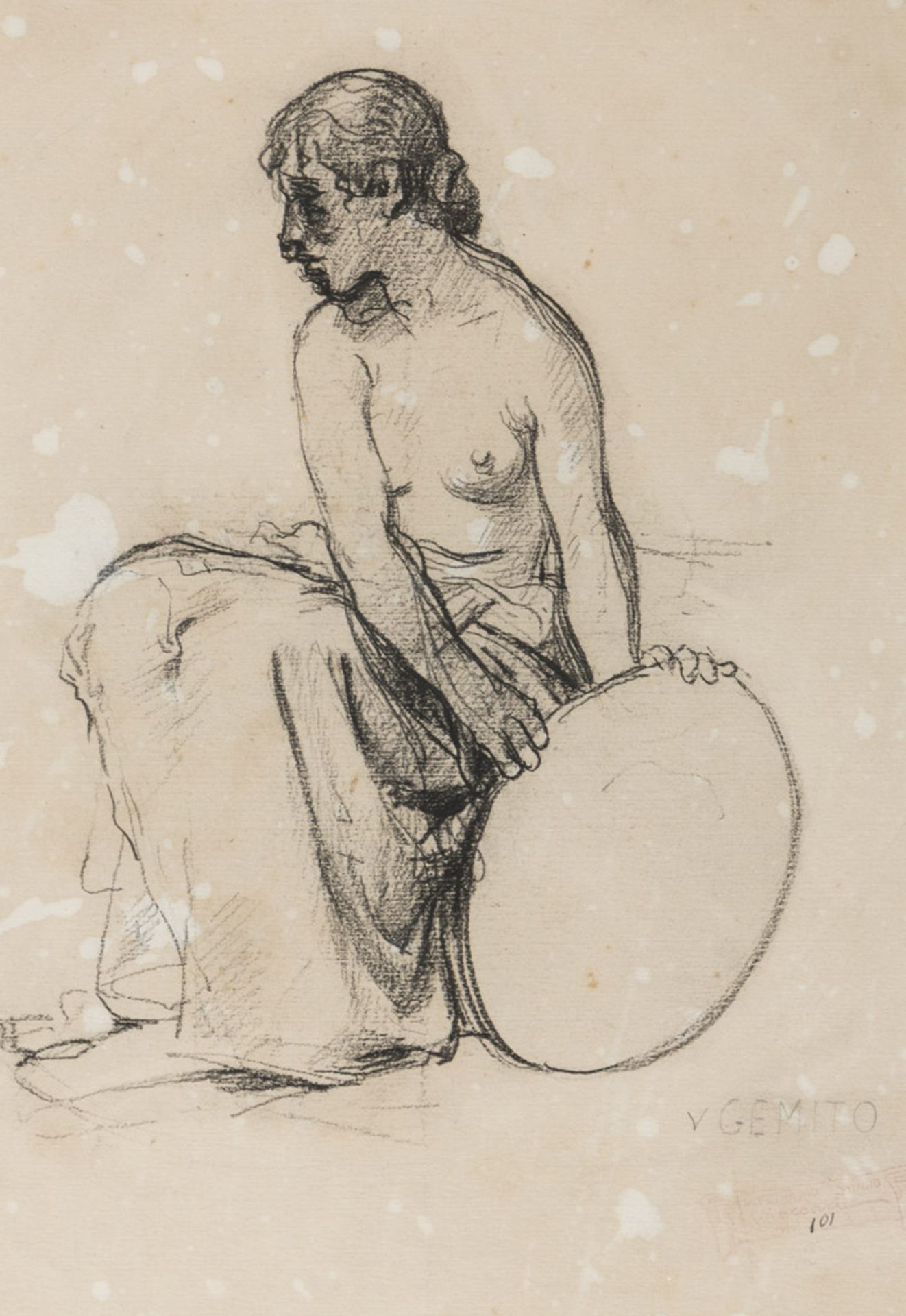 ITALIAN PAINTER, 19TH CENTURY STUDY OF FIGURE Charcoal on paper, cm. 26 x 18 Charcoal sketch on
