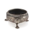 SALTCELLAR IN SILVER, PUNCH BIRMINGHAM 1885 with chisel of flowers and webbed feet. Title 925/