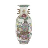 POLYCHROME ENAMELLED PORCELAIN VASE, CHINA LATE 19TH, EARLY 20TH CENTURY decorated with peonies in