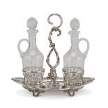 BEAUTIFUL CRUET, PUNCH FRANCE 1838/1861 bottle in cut glass with snake grip. Title 950/1000.