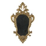 FOUR GILTWOOD MIRRORS, PROBABLY TUSCAN 18TH CENTURY frames carved to flowered racemes, roccailles,