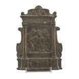 SMALL BRONZE CIBORIUM DOOR, 16TH CENTURY decorated with basrelief scene of resurrection of the