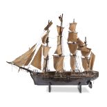 Big Galleon Model In Wood And Essences, 19TH CENTURY