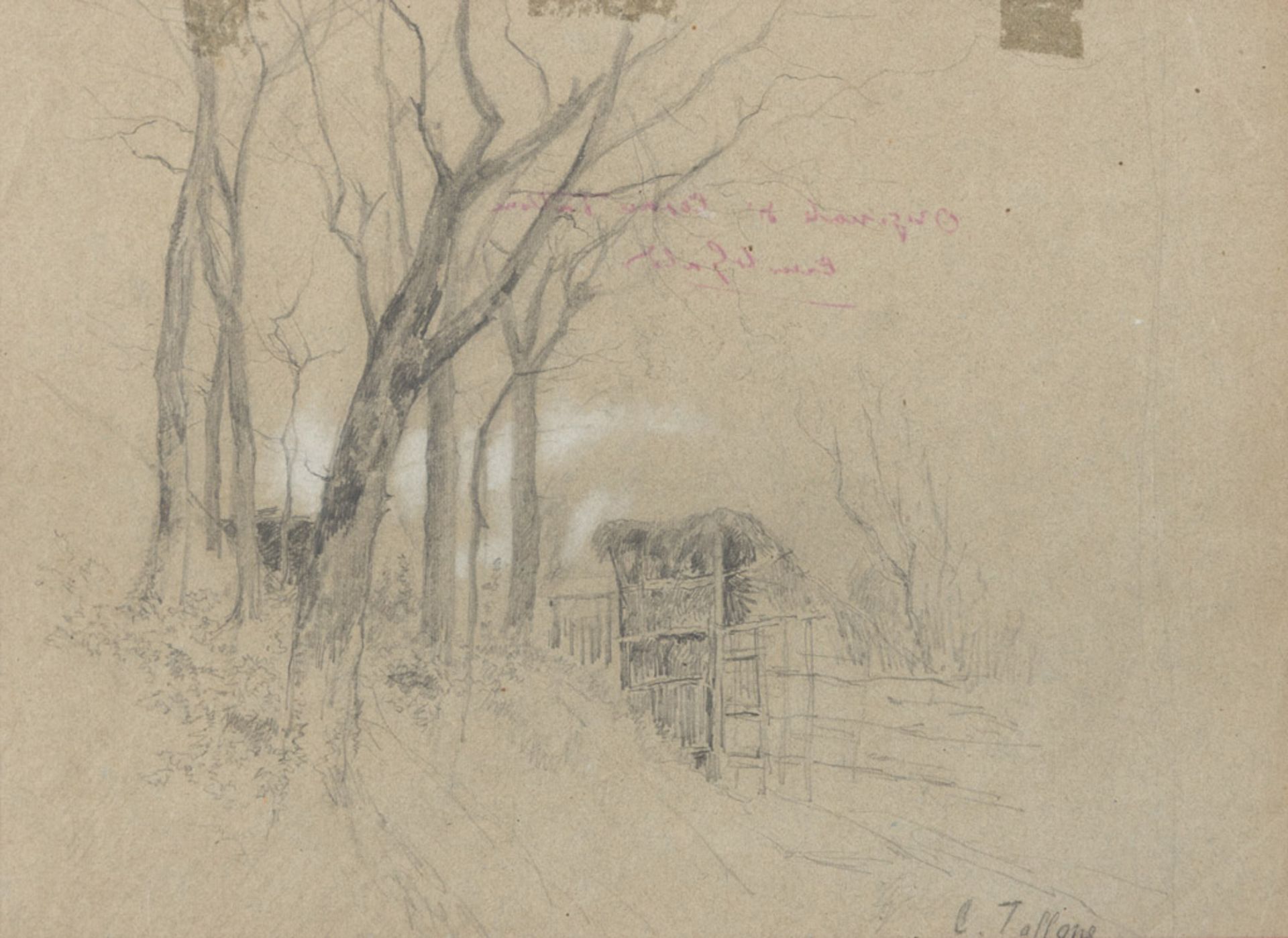 ITALIAN PAINTER, 19TH CENTURY LANDSCAPE Pencil on paper, cm. 21 x 28 Signed 'C. Tallone', bottom