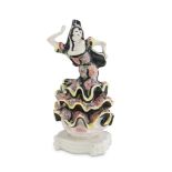 SCULTURA IN CERAMICA, ANNI '40 a smalti policromi, raffigurante ballerina di Flamenco. Firmata '