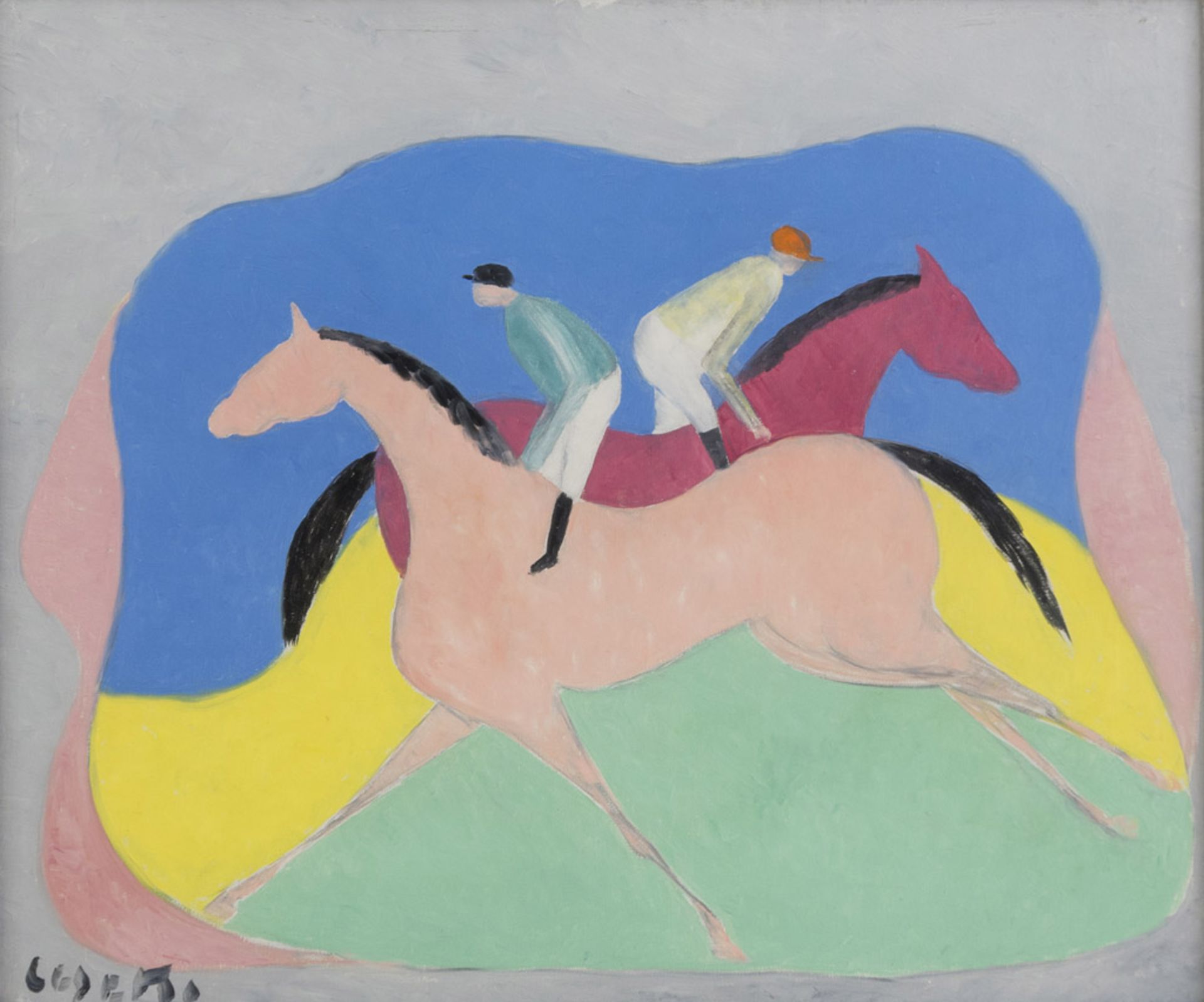 GIUSEPPE CESETTI (Tuscania 1902 - 1990) Cavalli Olio su tela, cm. 50 x 60 Firma in basso a