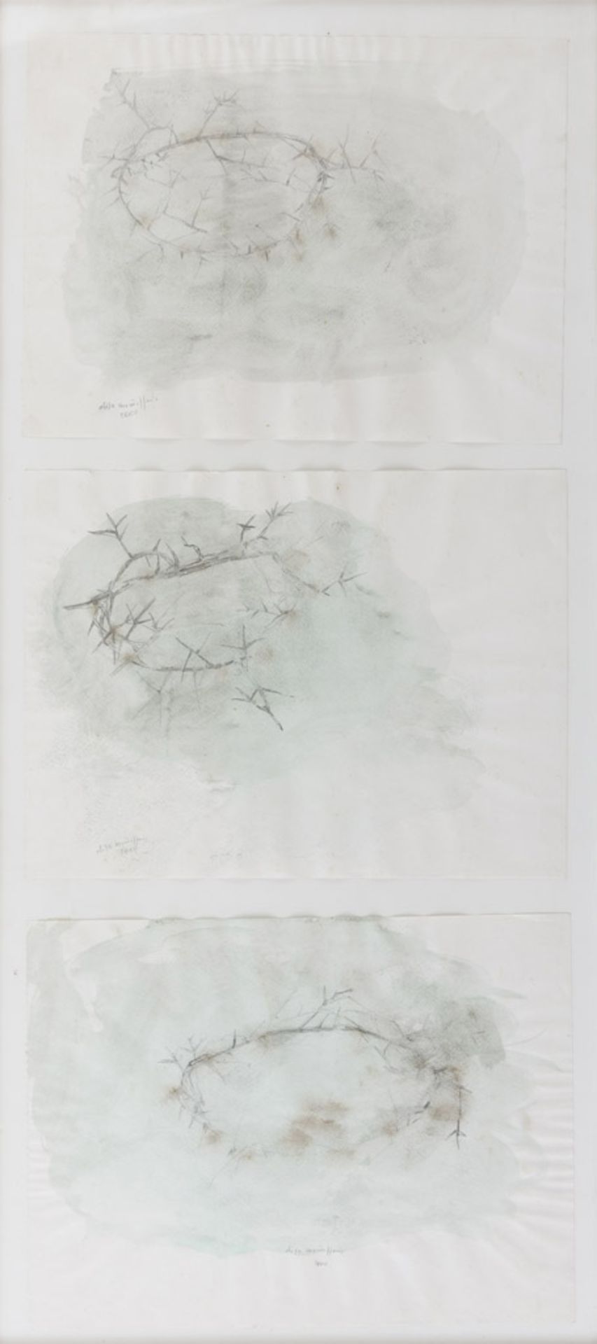 ELISA MONTESSORI (Genova 1931) Corone di spine, 2000 Tre acquarelli e matite su carta, cm. 24 x 32