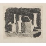 GIORGIO MORANDI (Bologna 1890 - 1964) Natura morta con sei oggetti, 1930 Acquaforte su carta riso,