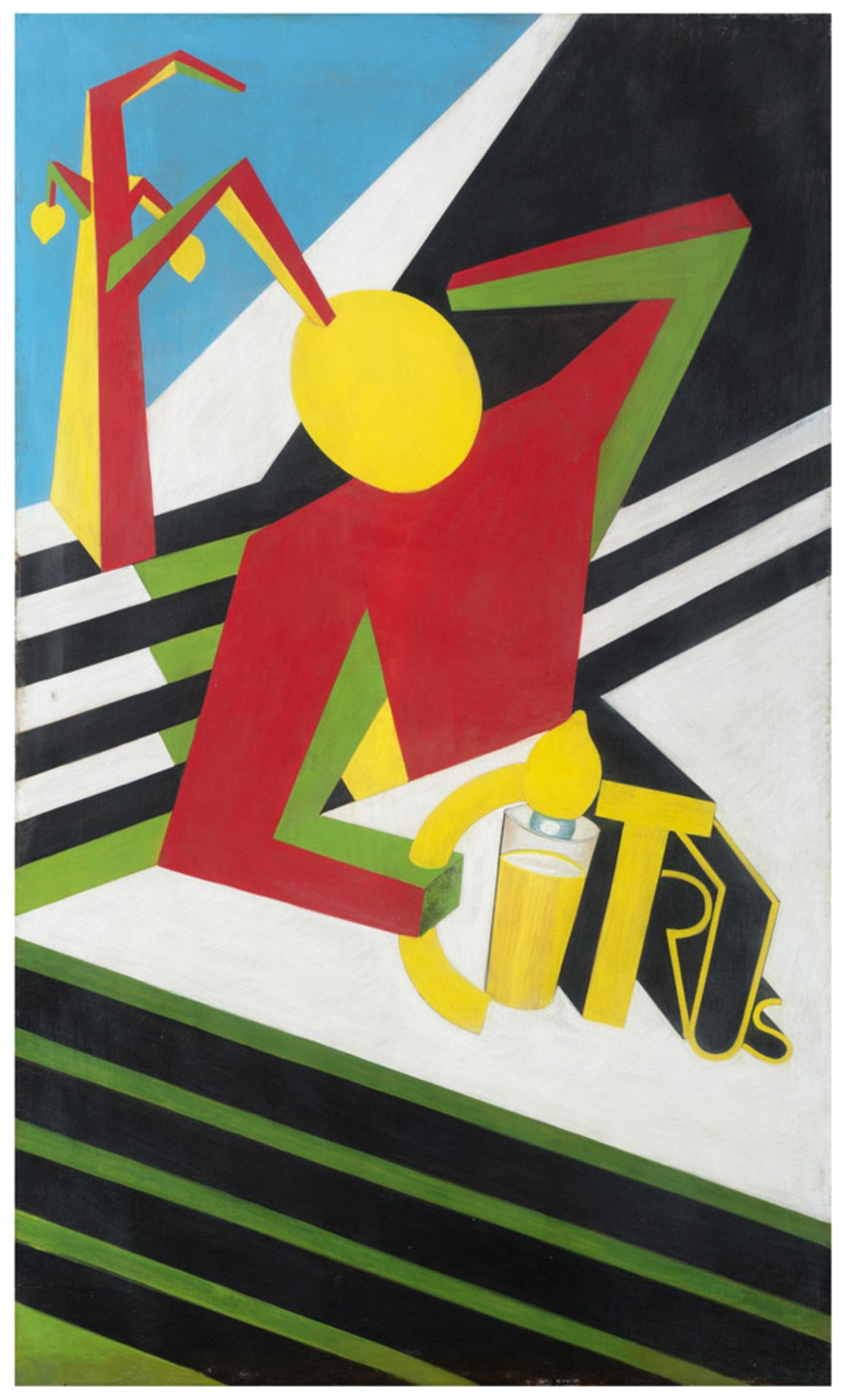 FORTUNATO DEPERO (Fondo1892 - Rovereto 1960) Citrus, 1928 ca. Olio e tempera su tela, cm. 114,5 x 69