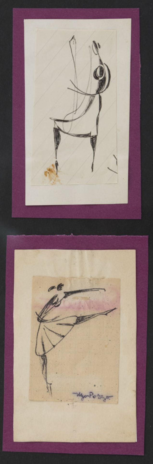UGO POZZO (Torino 1900 - 1981) Danzatrici, anni '30 Inchiostro e collage su carta Misure del foglio,