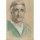 PITTORE DEL NOVECENTO Ritratto di donna anziana Pastelli su carta, cm. 40 x 28,5 Firma di