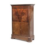 BEAUTIFUL SECRETAIRE IN FEATHER MAHOGANY, 19TH CENTURY interior in ash tree with four drawers and