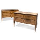 A PAIR OF COMMODES IN BRIGHT WALNUT, CENTRAL ITALY, LATE 18TH CENTURY with inlays and threads in