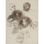 ADAMO TADOLINI (Bologna 1788 - Rome 1868 STUDIES OF FACES STUDIES OF FIGURES Two ink drawings on