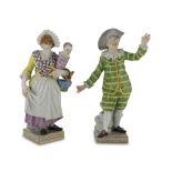 TWO PORCELAIN SCULPTURES, MEISSEN EARLY 20TH CENTURY in polychromy, representing Clown and