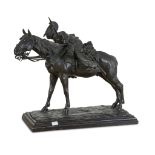 ITALIAN SCULPTOR, LATE 19TH CENTURY UNSADDLED LANCER Bronze with burnished patina, cm. 52 x 43 x