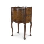 BEDSIDE IN VIOLET WOOD, GENOA 19TH CENTURY with one door on the inlaid front in rosewood. Arched and