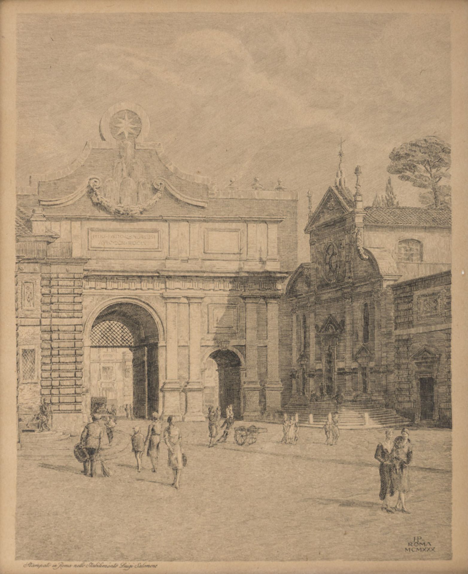 ROMAN ENGRAVER, EARLY 20TH CENTURY PIAZZA DEL POPOLO SEEN FROM THE PINCIO THE FOUNTAIN OF PIAZZA DEL - Image 3 of 3