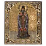 RUSSIAN PAINTER, LATE 19TH CENTURY SAINT BISHOP PITIRIM Icon in tempera on gilt ground, cm. 35,5 x