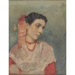 VINCENZO MONTEFUSCO (Salerno1852 - Rome 1912) PORTRAIT OF YOUNG WOMAN IN POPULAR CUSTOM