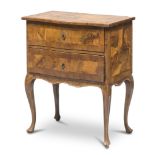 BEDSIDE IN WALNUT AND OLIVETREE, VENETIAN ANTIQUE ELEMENTS with threads in violet wood and two