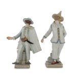 TWO PORCELAIN SCULPTURES, MEISSEN EARLY 20TH CENTURY in polychromy, representing Pulcinella and