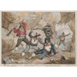 BARTOLOMEO PINELLI (Rome 1781 - 1835) QUARREL OF BRIGANDS OF SONNINO Watercolour on paper, cm. 19