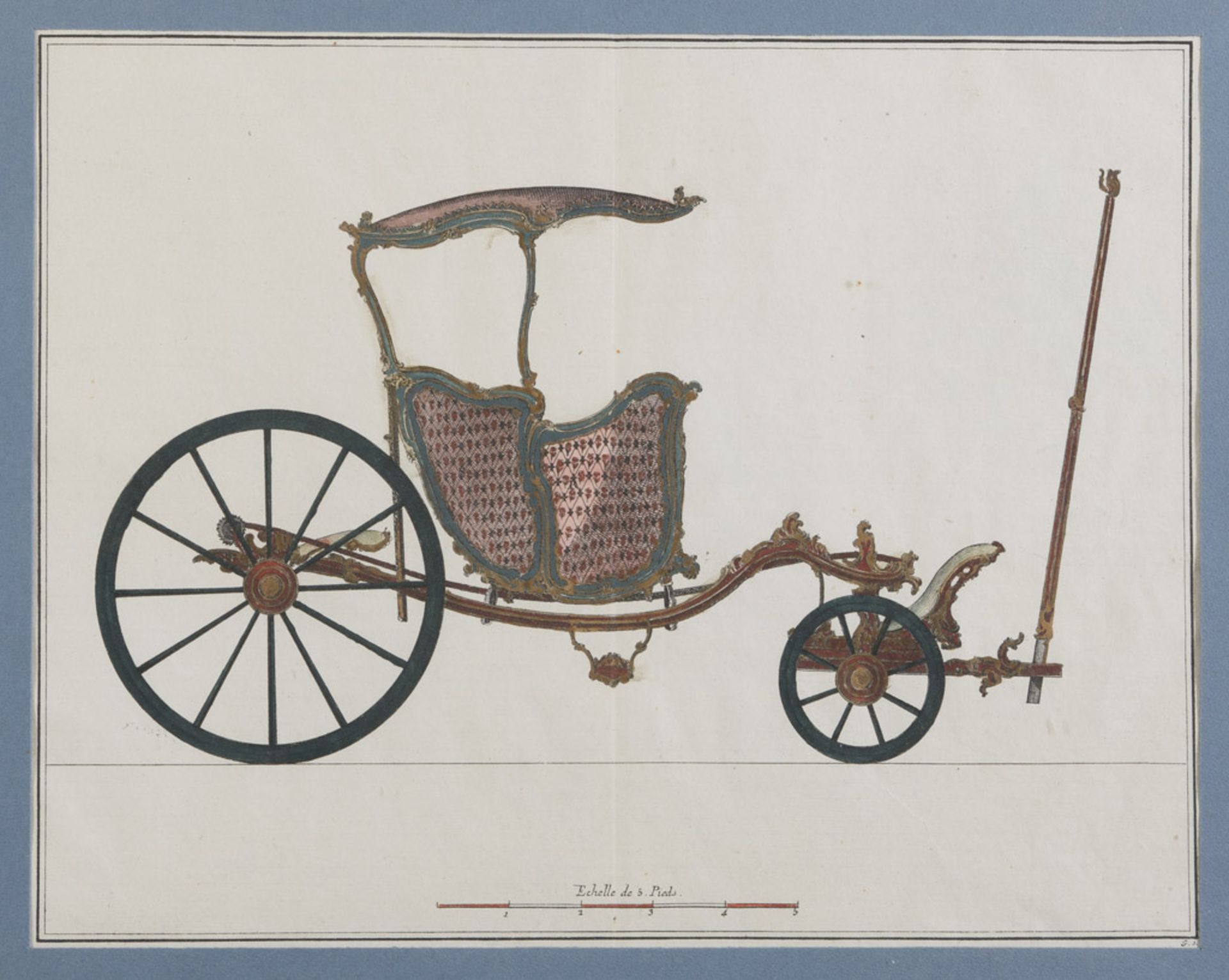 ENGRAVER EARLY 19TH CENTURY PROJECTS OF CARRIAGES Six colored engravings, cm. 31 x 40 Framed - Image 2 of 6