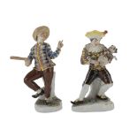 TWO PORCELAIN SCULPTURES, MEISSEN EARLY 20TH CENTURY in polychromy, representing Harlequin in