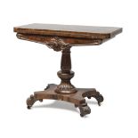 SMALL CARD TABLE IN PALISANDER, 19TH CENTURY with folding top, fluted leg and quadrangular foot.