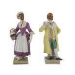 TWO PORCELAIN SCULPTURES, MEISSEN EARLY 20TH CENTURY in polychromy, representing two characters in