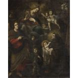 SENESE PAINTER, 17TH CENTURY THE VIRGIN'S APPARITION TO ST. ANTHONY OF PADUA WITH THE CHILD Oil on