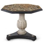 SPLENDID TABLE IN INLAID MARBLES, FLORENTINE WORKSHOP PROBABLY 19TH CENTURY octagonal top in black