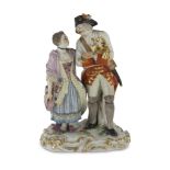 PORCELAIN GROUP, MEISSEN EARLY 20TH CENTURY in polychromy, representing woman and Officer. Plain