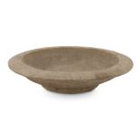 EARTHENWARE DISH, 4TH CENTURY B.C. with rounded edge and conical foot. Measures cm. 6 x 28. The find