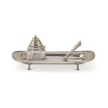 SMALL INKWELL IN SILVER, PUNCH MILAN POST 1968 Title 800/1000. Measures cm. 11 x 23 x 11, weight