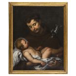 ERMANNO STROIFFI, att. to (Padua 1616 - Venice 1693) ST. ANTHONY OF PADUA ADORING THE CHILD Oil on