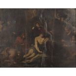 NEAPOLITAN PAINTER, 18TH CENTURY THE PITY Oil on canvas, cm. 47 x 61 Ebonized frame CONDITIONS OF