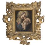 FLORENTINE PAINTER, 17TH CENTURY MADONNA AND CHILD Oil on canvas, cm. 29 x 22 Label with inscription