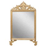 BEAUTIFUL GILTWOOD MIRROR, 19TH CENTURY molded frame engraved with palmette. Superior frieze of