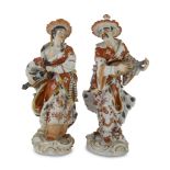 TWO PORCELAIN SCULPTURES, MEISSEN EARLY 20TH CENTURY in polychromy, representing two Chinese